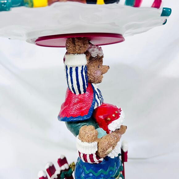 Ceramic Christmas Bear Stand And Cookie Plate "Cookies For Santa" 13" Tall - Picture 13 of 16